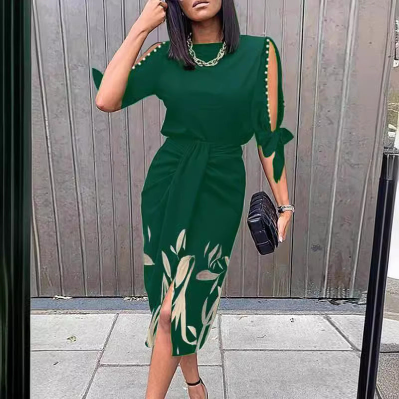 Elegant midi-kjole til kvinder med stilfulde cut-out-ærmer Stilla