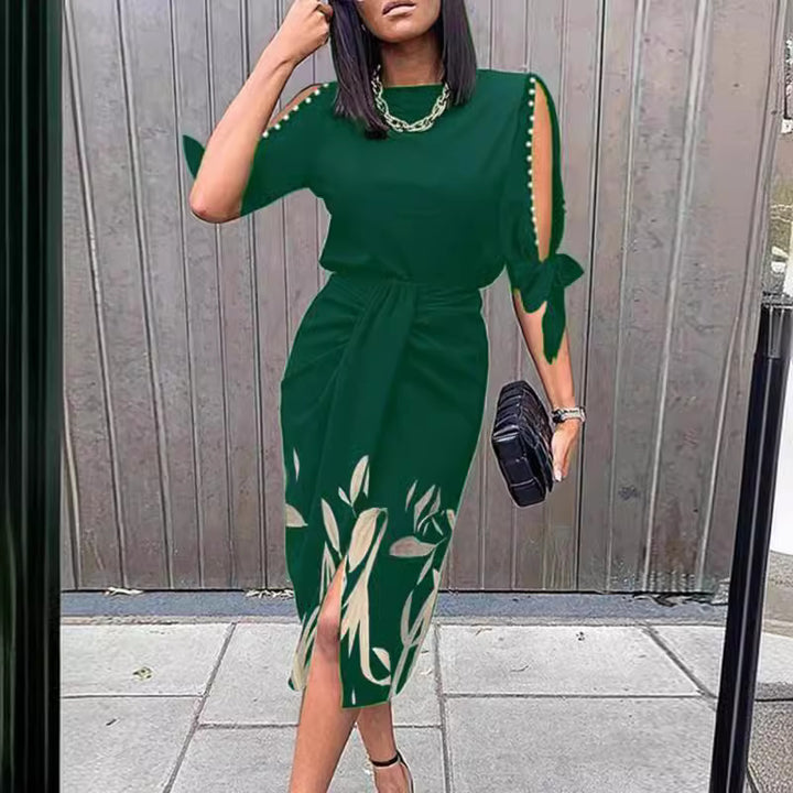 Elegant midi-kjole til kvinder med stilfulde cut-out-ærmer Stilla