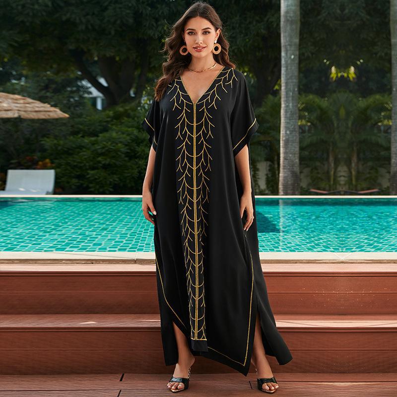 Dame Elegant Maxi-Kaftan med kunstneriske udsmykninger Stilla