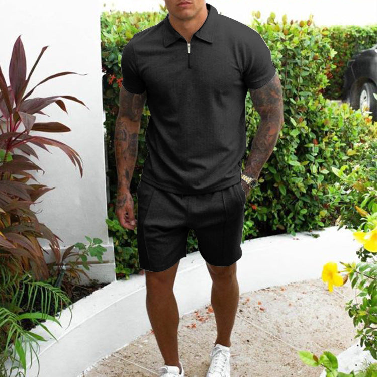 Herrer sporty fritidsdragt med mode lynlås Stilla