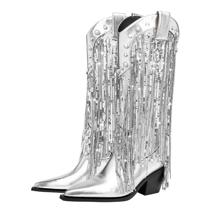 Femme Statement Fringed Cowboy Støvler Stilla
