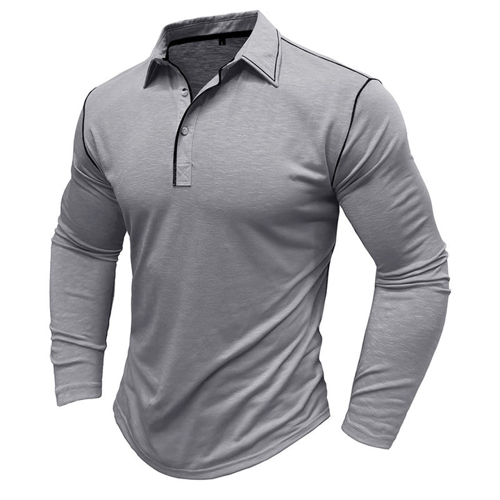 Herrer Langærmet Poloshirt med innovativ ståkrave og åndbare materialer Stilla
