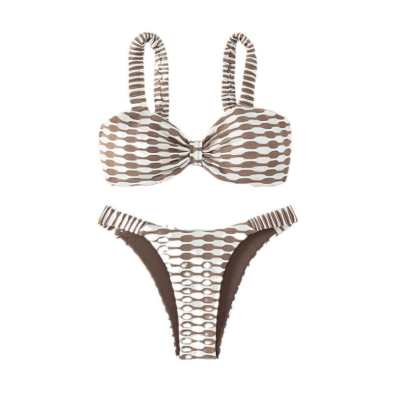 Dame Bikini-sæt med strukturerede stropper og moderigtigt mønster Stilla