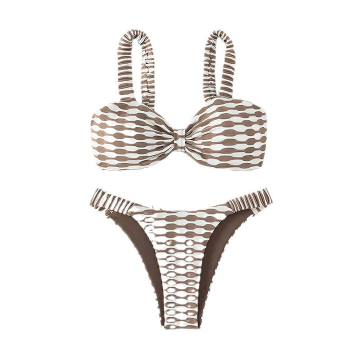 Dame bandeau bikini med unikt mønster og justerbare stropper Skovae