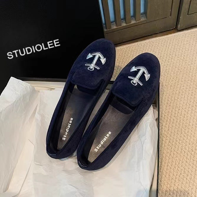 Femme Broderet Fløjl Slippers Stilla