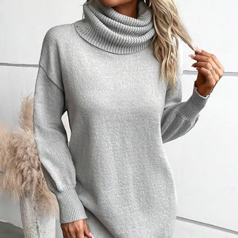 Dame Oversize Strikpullover med Ståkrave Stilla