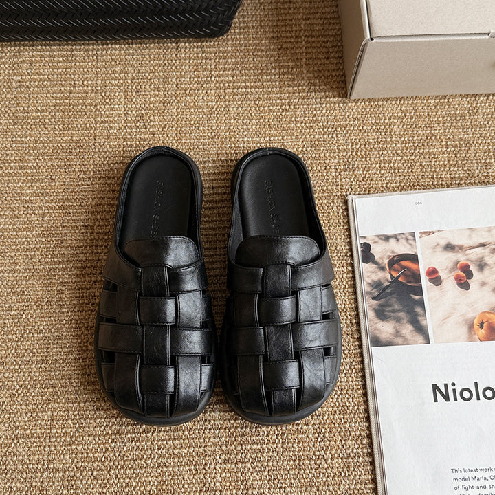 Femme Vævet Læder Slide Sandaler Stilla