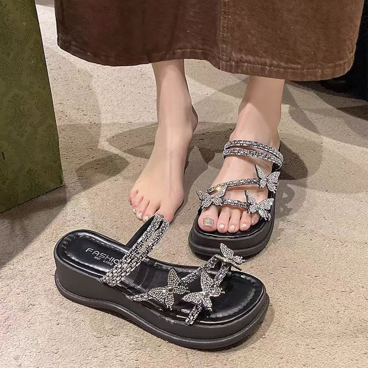 Damer platform-sandaler med funklende strass-detaljer og komfortabel sål Stilla