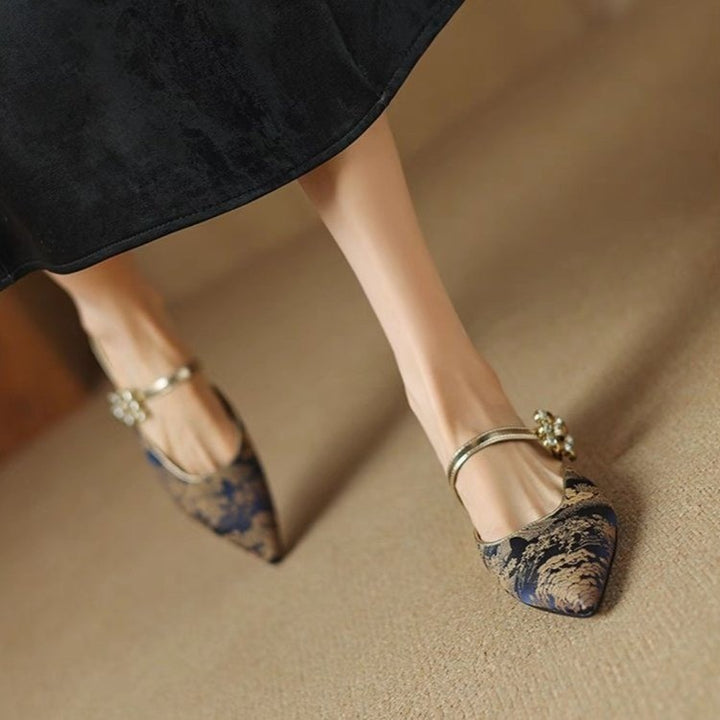 Femme Ornate Floral Slingback Ballerinas Stilla