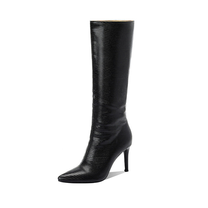Femme Spids-Tå Slouchy Lårhøj Stiletto Støvler Stilla