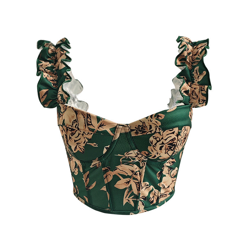 Dame Bustier i romantisk floral design med ruffled detaljer Stilla