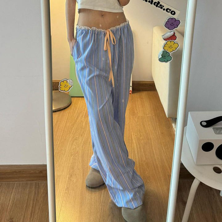 Dame afslappede pyjamasbukser med elegante striber Skovae