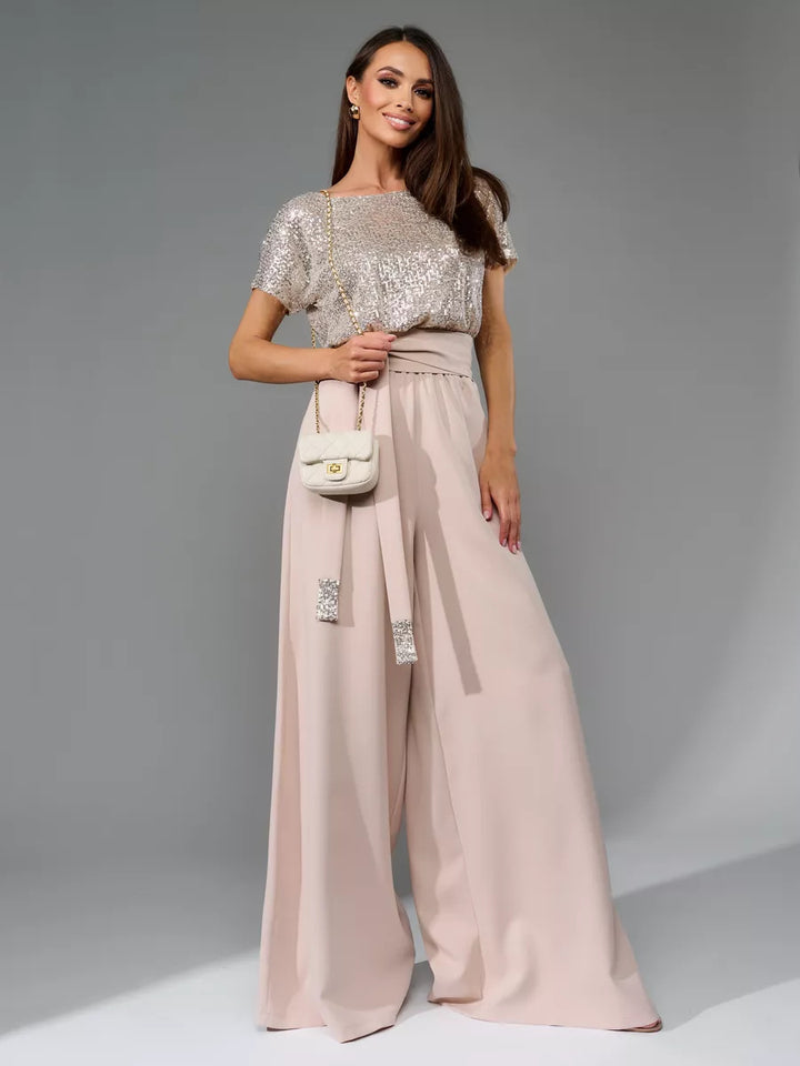 Dame Glamourøs Style-Outfit med glitrende overdel og vid pasform Stilla