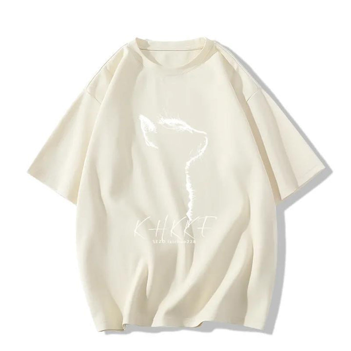 Dame T-shirt med kreativ kattemotiv og afslappet snit Stilla
