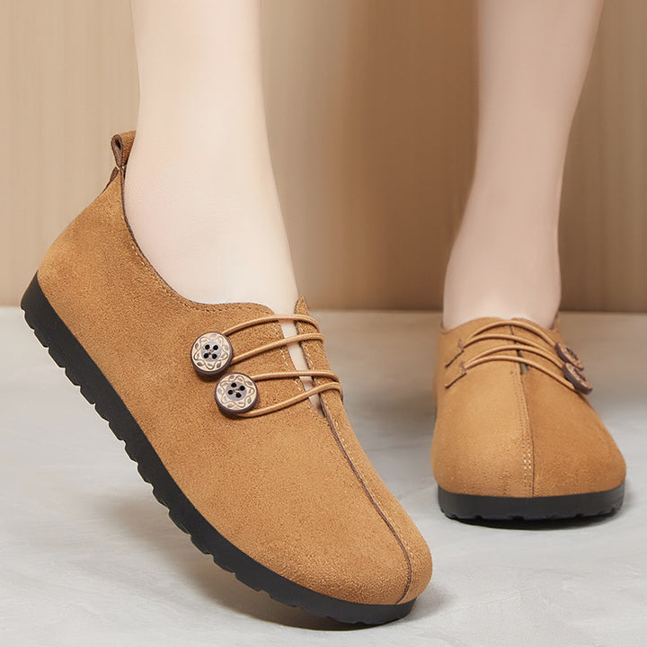 Femme Bekvemme Suede Slippers med Justerbar Lås Stilla