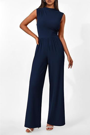 Dame elegant jumpsuit med bred ben og taljeret silhuet Skovae