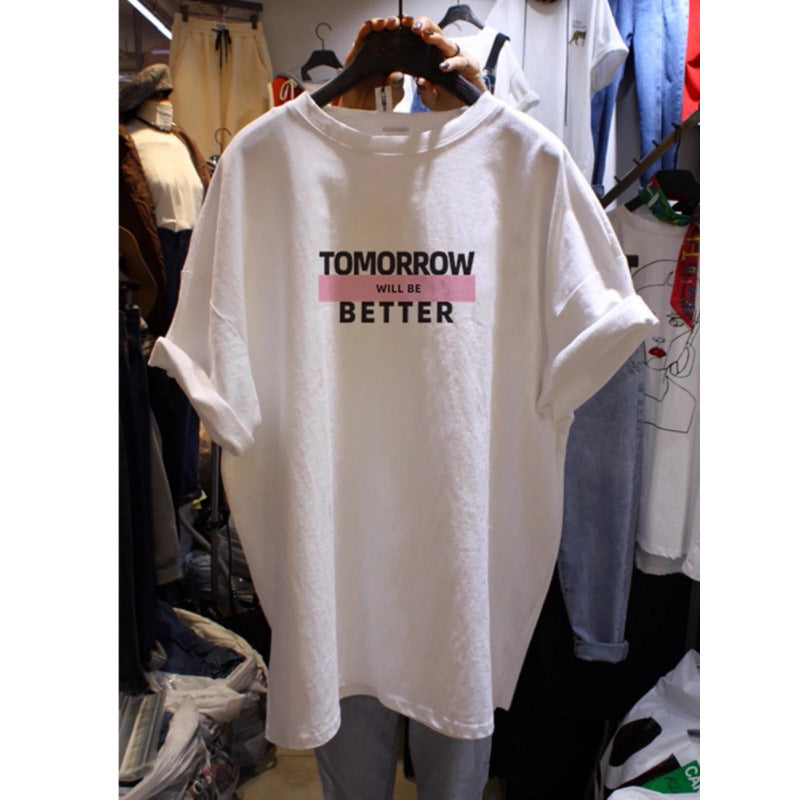 Dame Oversized T-Shirt med positivt citat og afslappet snit Stilla