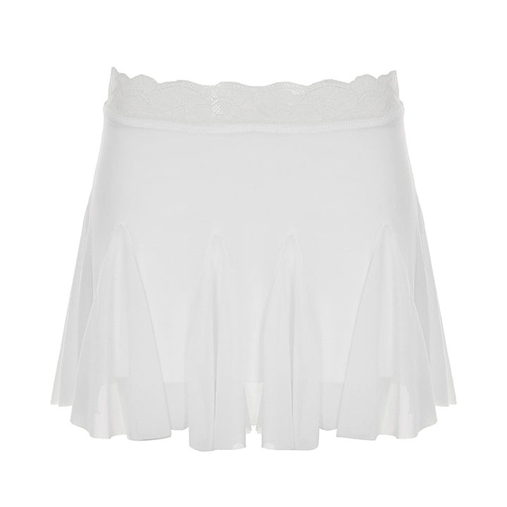 Dame nederdel med blomster ruffles og elastisk talje Skovae