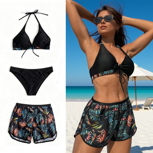 Dame Bikini-sæt med justerbare stropper og blomsterprint