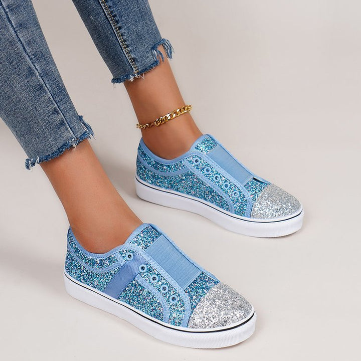 Dame Glitrende Sneakers med elastisk rem og skridsikker sål Stilla