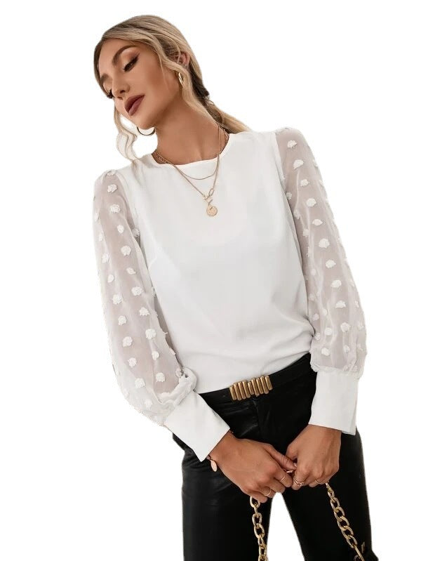 Dame Elegant Puffærme-Top Stilla