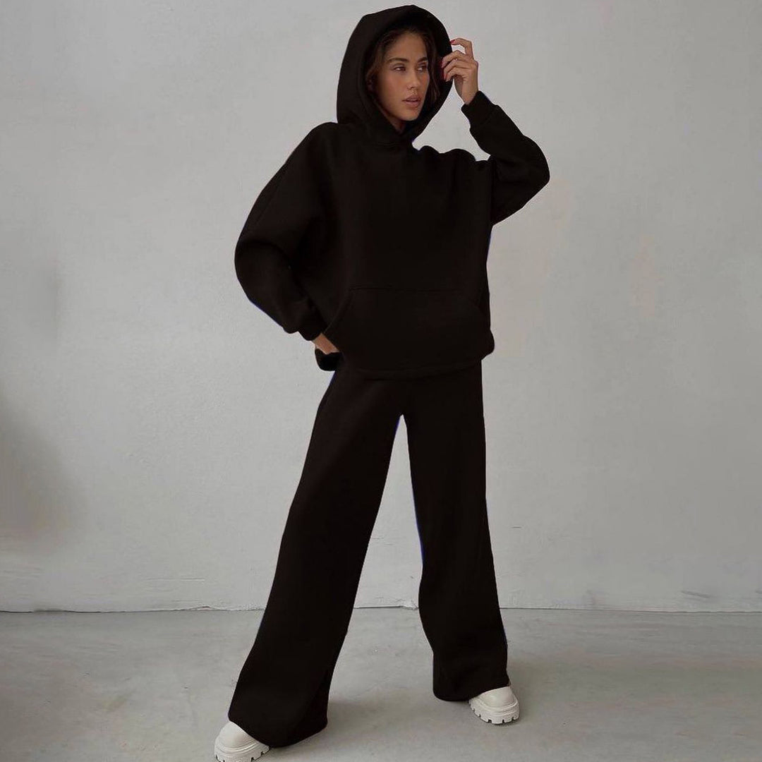 Dame afslappet og oversized hoodie sæt med løst skårne bukser Stilla