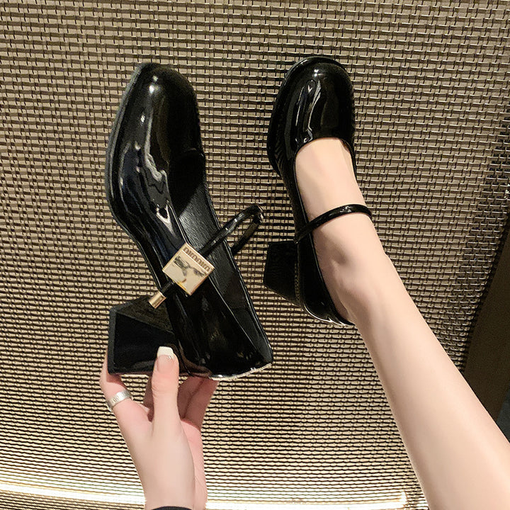 Dame Elegante Mary Jane Pumps med blokhæle og moderne rem Stilla