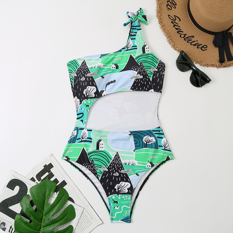 Damer En-skulder Cut-Out Monokini Badedragt Stilla