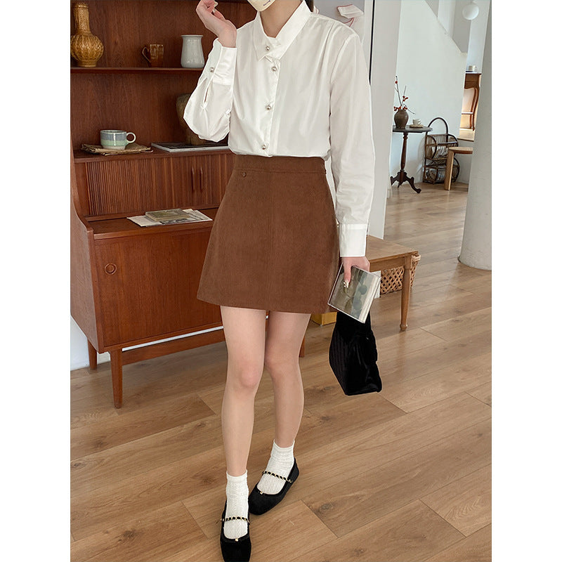 Damer Elegant Bluse med Textureret Krave og Knaplukning Stilla
