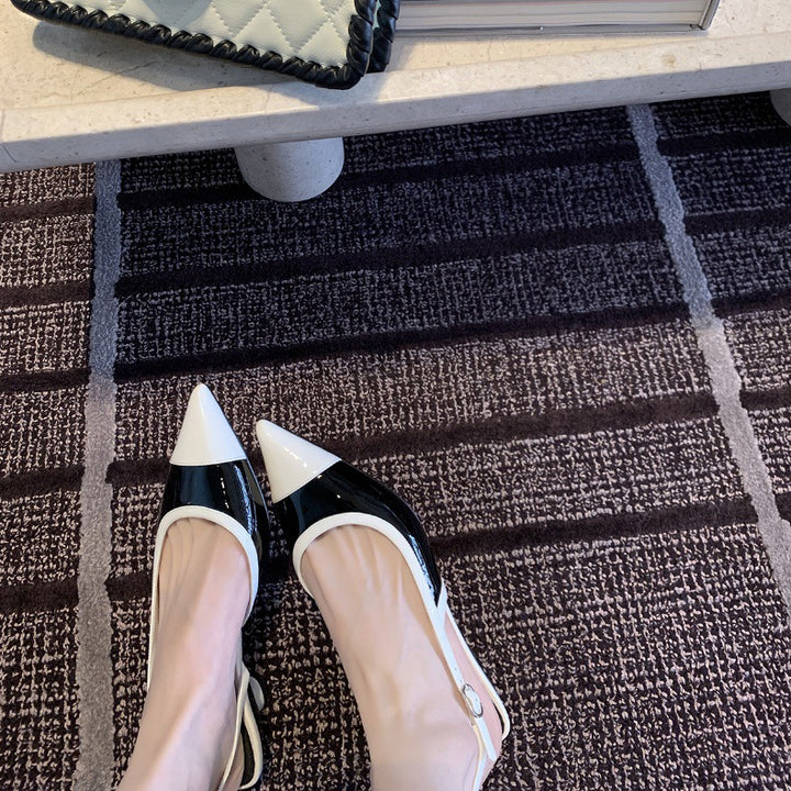 Dame Patenteret læder Slingback-pumps med kontrasterende kappe-tå Stilla