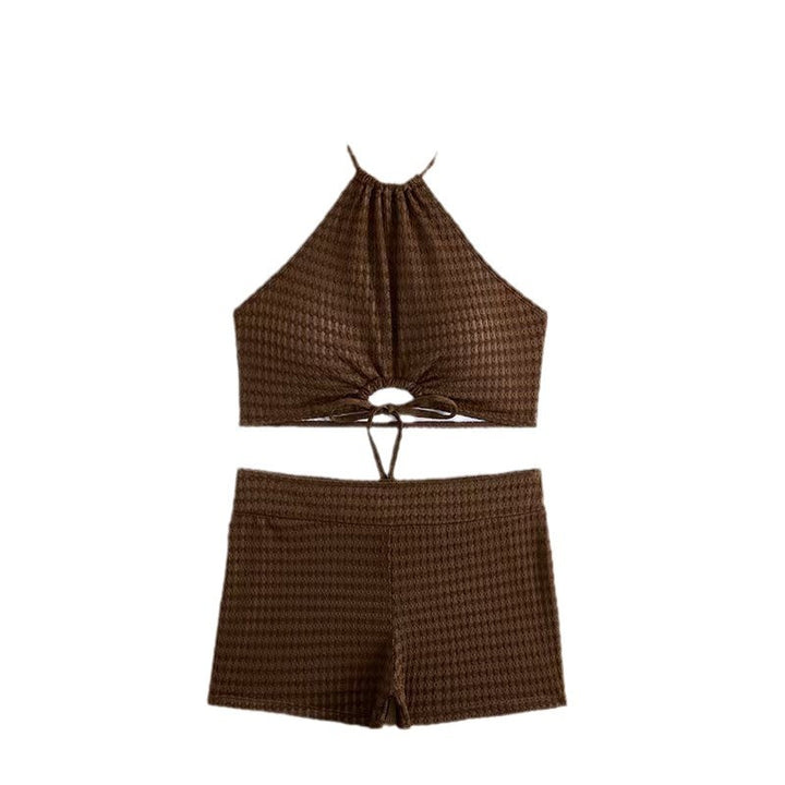 Dame Sporty Bikini-sæt med højt skåret top og knyttet detalje Stilla