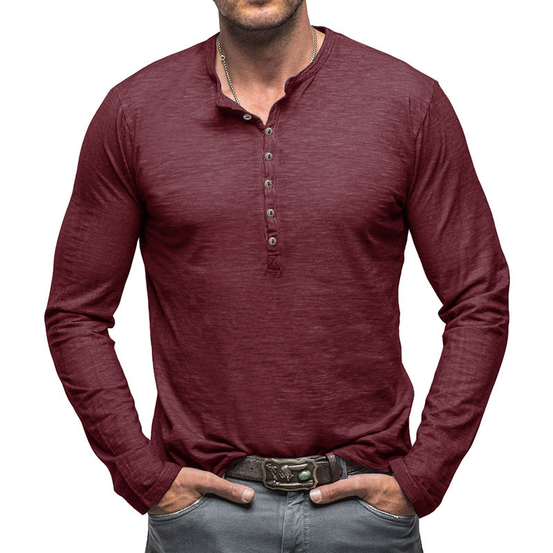 Herrer Langærmet Henley-Shirt med knapbar front og afslappet pasform Stilla