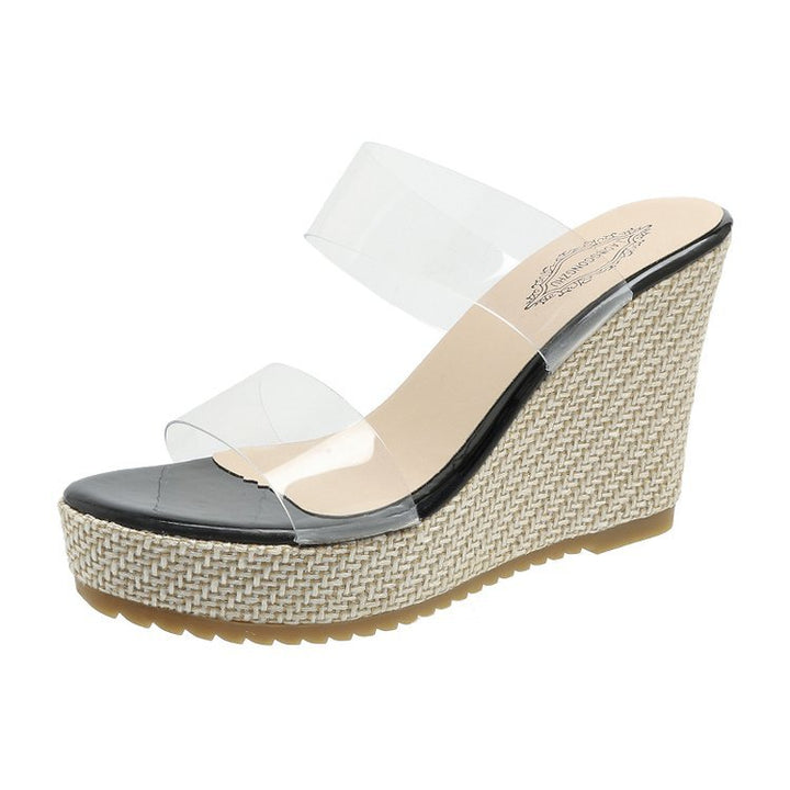 Dame Wedge-sandaler med transparente remme og slidstærk jutesål Stilla