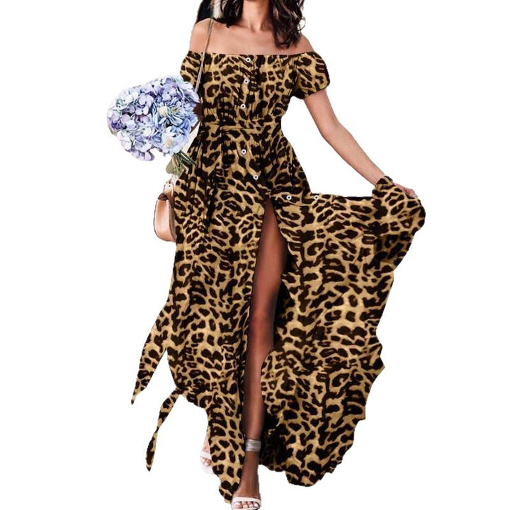 Dame Off-Shoulder Maxi-Kjole med sidelits Stilla