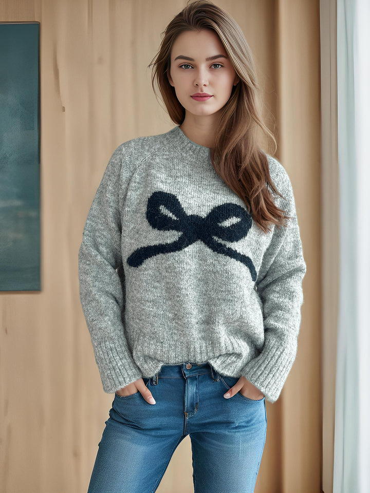 Kvindernes hyggelige sweater med sløjfemotiv Stilla