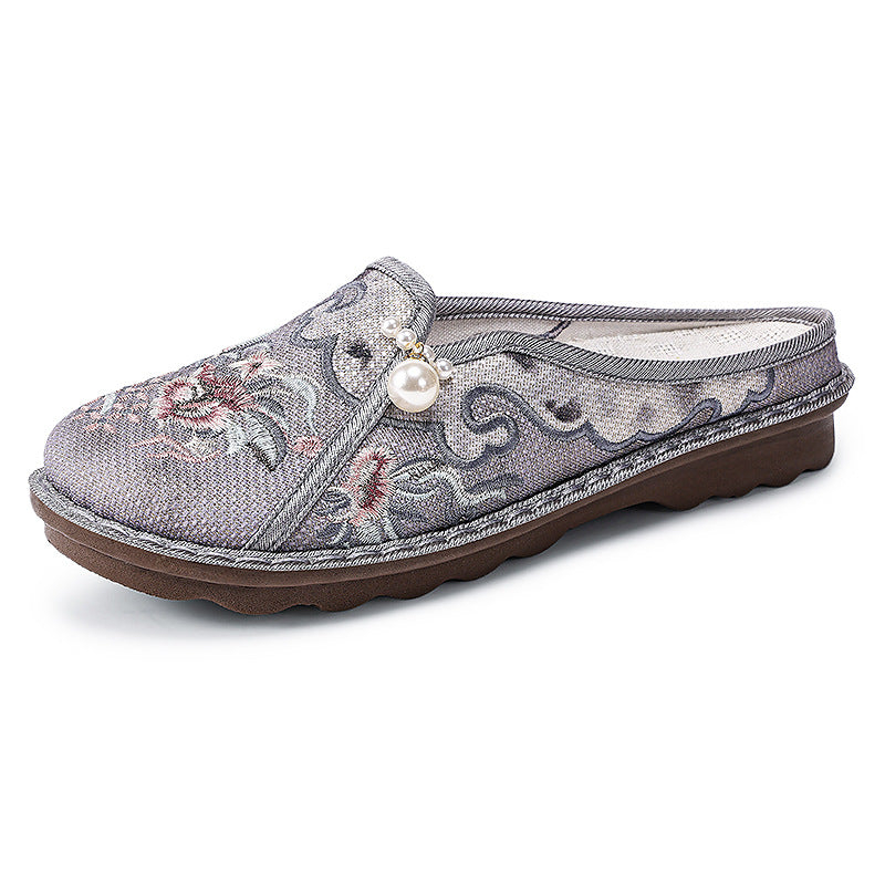 Femme dekoreret Slipper Clogs med blomsterbroderi Stilla