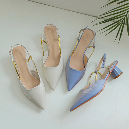 Femme Elegante Slingback-hæle med Unik Geometrisk Blokhæl Stilla