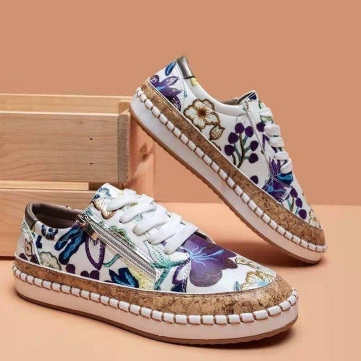 Dame Sneakers med elegant kork-detalje og praktisk lynlås Stilla