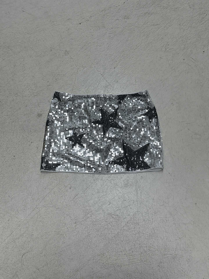 Damer mini nederdel lavet af glitrende perlelam med stjernemotiv Skovae