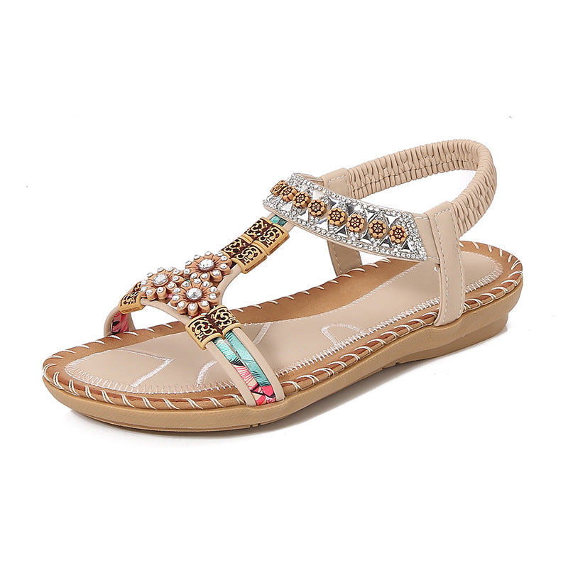 Dame sandaler med elegante perle- og strassdekorationer Stilla
