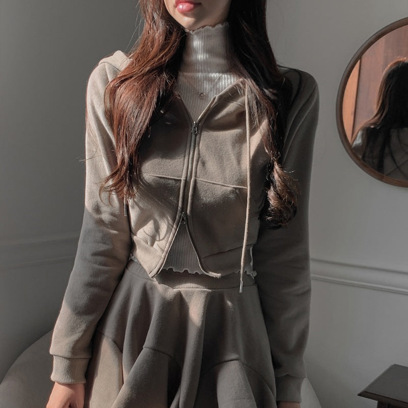 Damer sporty crop sæt med kjole og hoodie Stilla