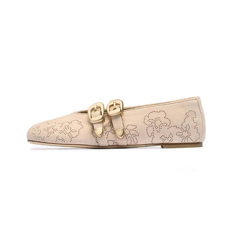 Femme Elegante Floral-Dekorerede Slip-On Flats Stilla