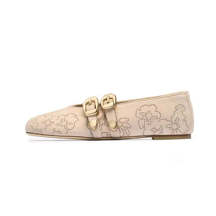 Femme Elegante Floral-Dekorerede Slip-On Flats Stilla