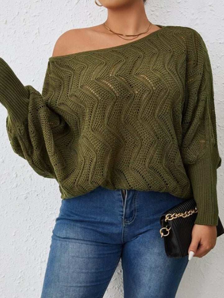 Dame afslappet strikpullover med zigzag-mønster Stilla