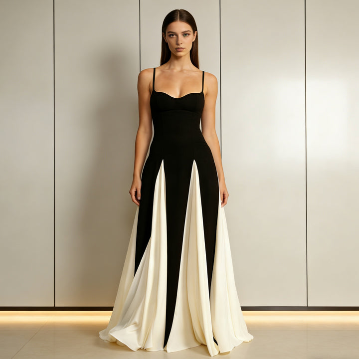 Dame Elegant aftenkjole med asymmetrisk skirt og fine stropper Skovae
