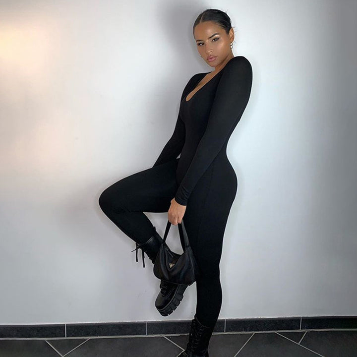 Dame Funktionel Jumpsuit med dyb udskæring og lang arm Stilla