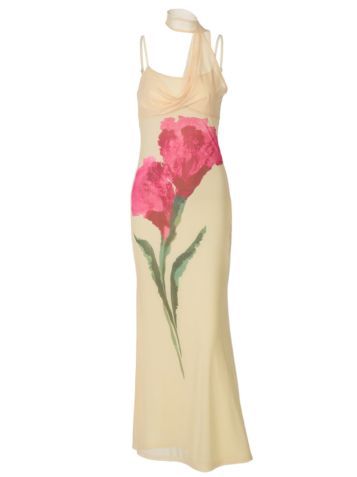 Dame Elegant Maxikjole med floral design og off-shoulder snit Stilla