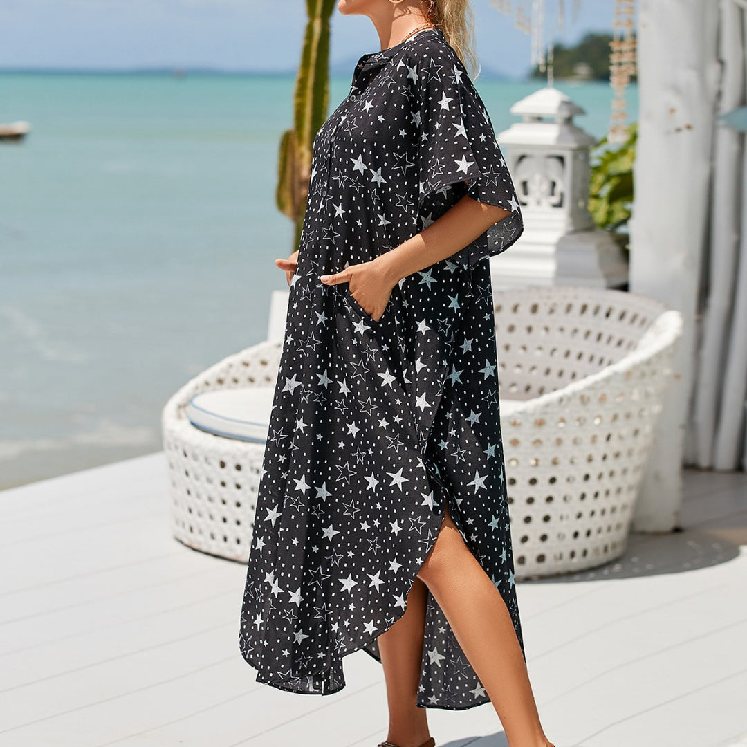 Dame Kaftan med løs pasform og blomsterdesign Stilla