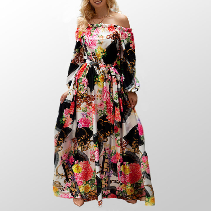 Dame Elegant maxikjole med off-shoulder udskæring og blomstermønster Stilla