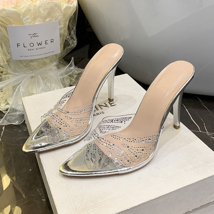 Damer elegante Peeptoe højhælede sko med strassaccent Stilla